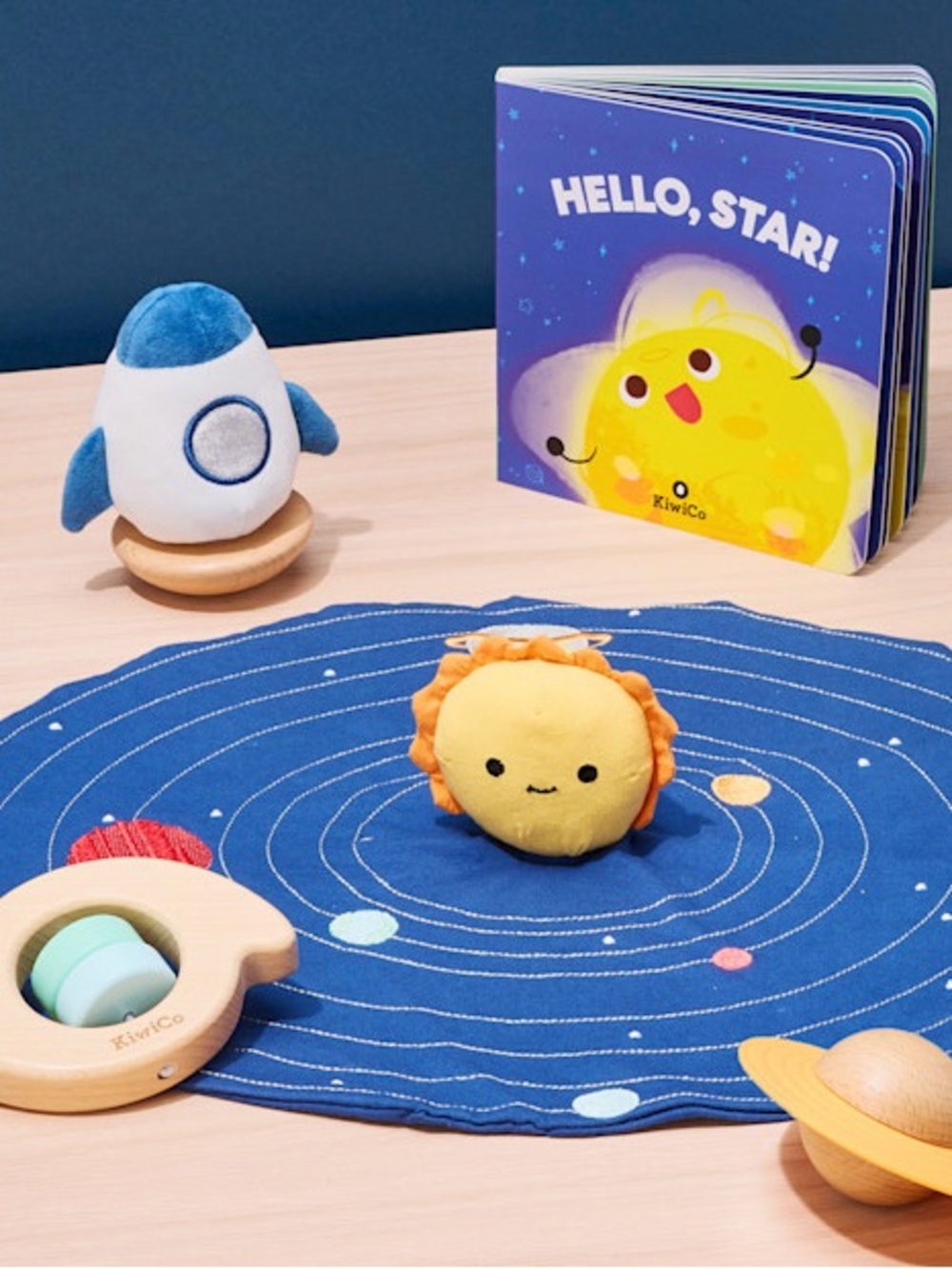 Kiwi Plush Solar Sun and Rocket Playset - Yellow and Blue